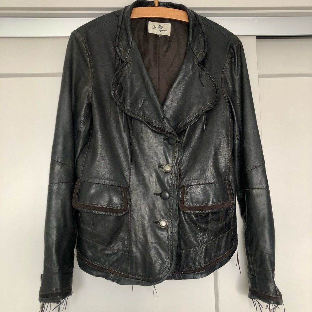 Scully Vintage Fringe Leather Jacket | chocolate brown